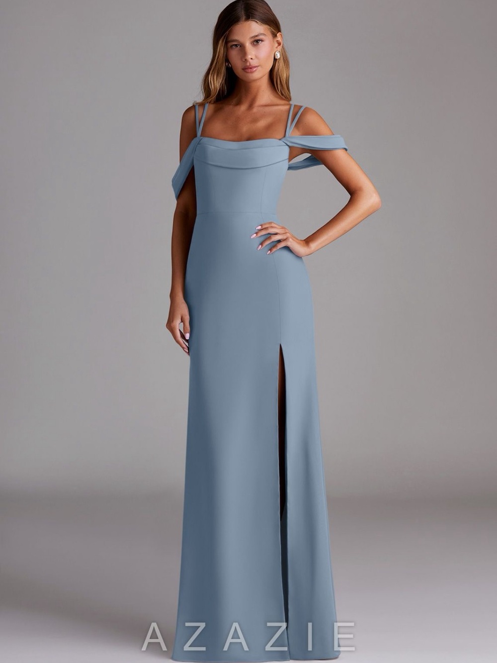 Azazie Callan
Dusty Blue Mermaid Pleated Chiffon
Convertible Dress